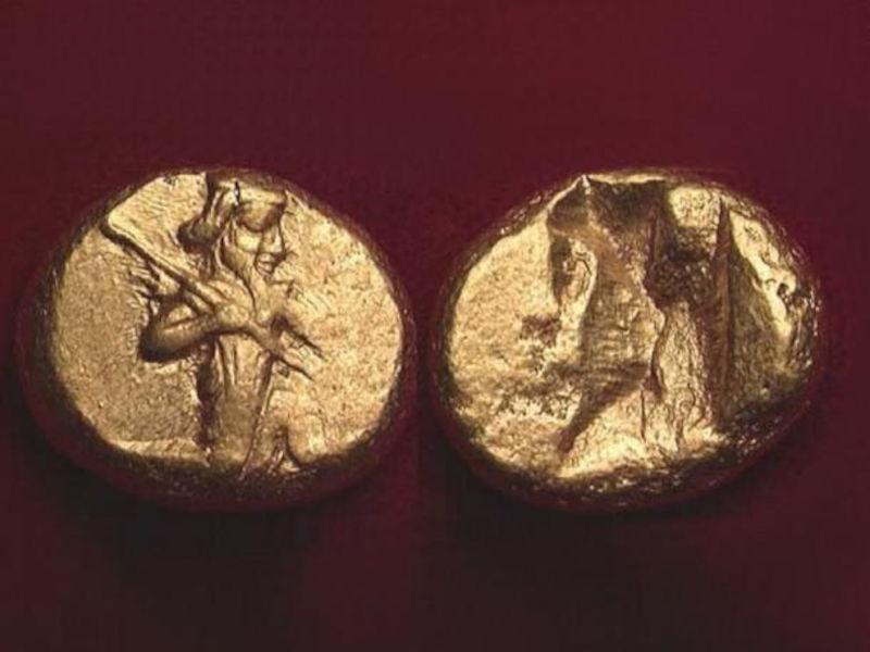 Χρυσός Δαρεικός, περσικό νόμισμα με χαραγμένο τοξότη στη μία όψη του νομίσματος.